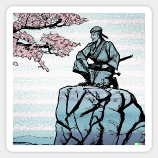 Japanese Samurai Resting Cherry Blossom Sticker